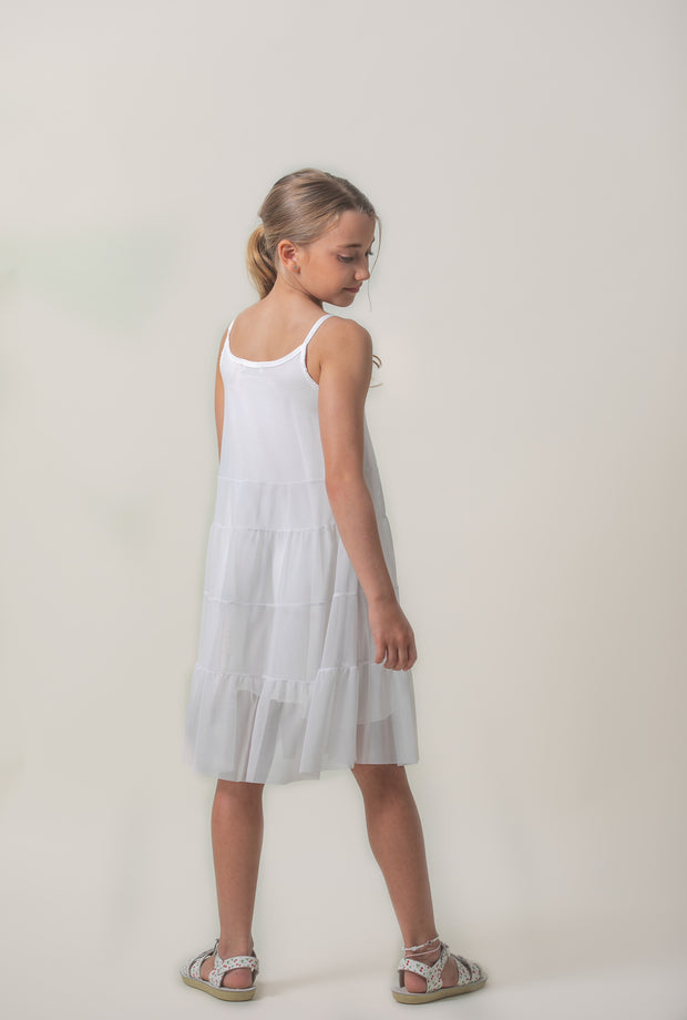 שמלה לילדה גלית טול לבן