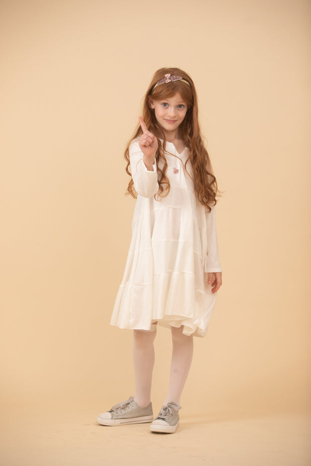 שמלה לבנה לילדה דגם נטלי סריג